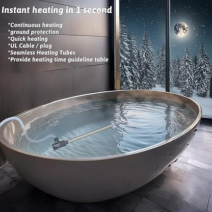 2000W Immersion Water Heater Portable Electric Hot Tub and Pool Submersible Water Heater with WiFi Timer and Auto Shut Off for Spa, Above Ground Pool, Bathtub, Swimming Pool and Baptistry.