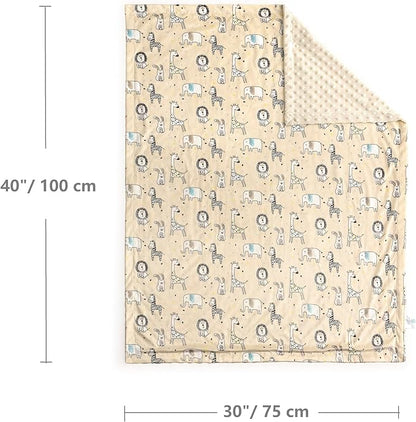 CREVENT Cozy Soft and Warm Mink Baby Blanket, Gift Packing with Ribbon for Newborn Infant Toddler's Crib Cot Stroller, for All Season Use (30"X40" Zoo)
