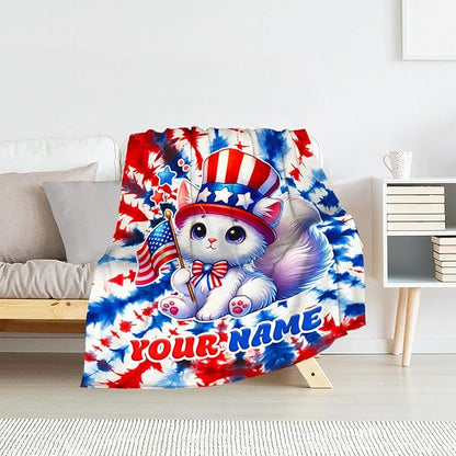 Personalized Girls Blanket Gifts Cat Blankets for Teens, Women - 50" x 60" Soft Cozy Flannel Cat Lovers Throws Stuff for Couch, Sofa & Bed
