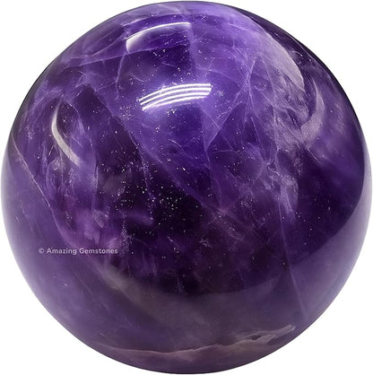 Amazing Gemstone Amethyst Crystal Ball with Stand - 2" Inches Crystal Sphere Meditation Balls for Witchcraft and Decorative Balls
