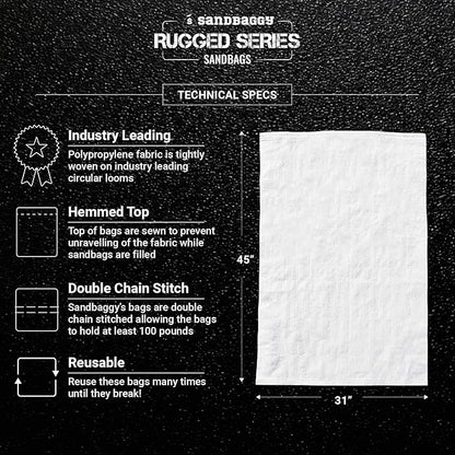 Sandbaggy Large Sandbags - Size: 31" x 45" - Thick Heavy Duty Contractor Bags, Heavy Duty Garbage Bags, Dumpster Bag, Construction Trash Bags, Contractor Bags 6 mil (1)