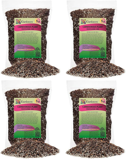 Gardenera Professional Carnivorous Plant Soil - Ready to Use for Venus Flytraps, Sundews, Pitcher Plants, Butterworts | Peat Moss, Coco Coir, Perlite - 20 Quart