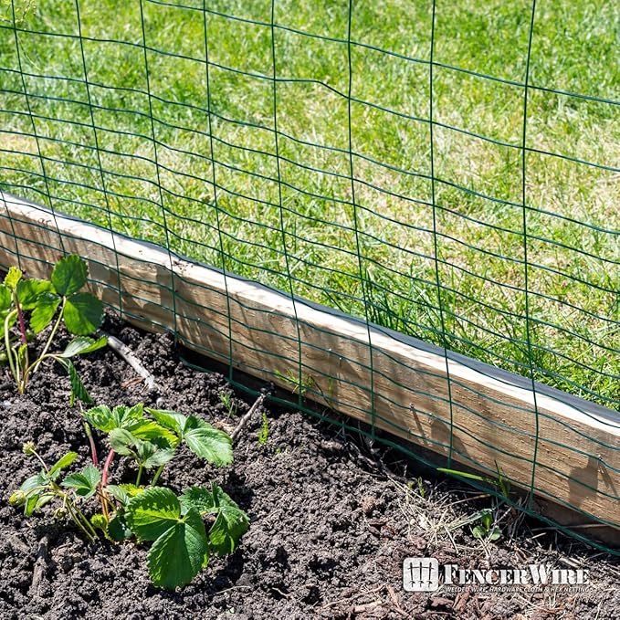 Fencer Wire 16 Gauge Green Vinyl Coated Rabbit Guard Fence, Poultry Fencing Wire Roll for Garden Yard Vegetable Plant, Protecting Against Rabbits, and Other Small Animals Damage (24 in. x 50 ft.)