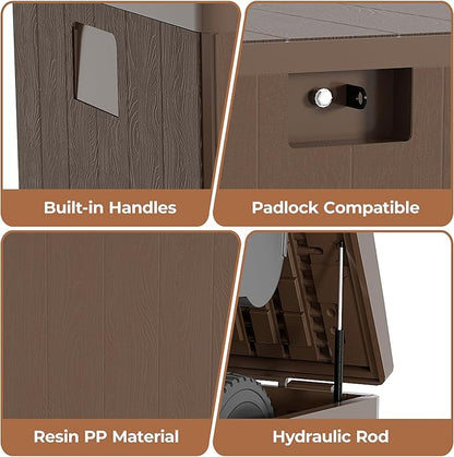 28 Gallon Outdoor Storage Box Waterproof, Patio Deck Storage Box For Package Delivery, Lockable Resin Deck Box, Square Deck Box Small Container for Furniture Cushions, Garden Tools, Pool Accessories