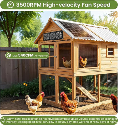 Solar Powered 3 Fan Kit, 25W High Velocity Waterproofed Solar Exhaust Fans for Outdoor Greenhouse Chicken Coop Shed Pet House