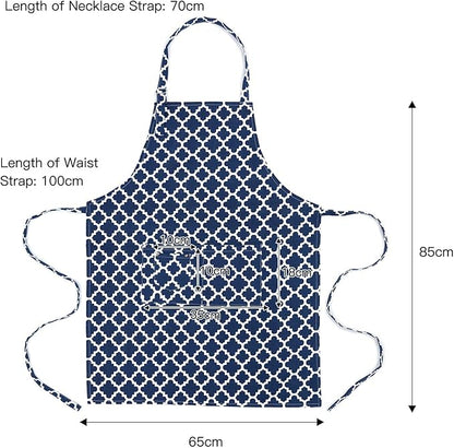 LessMo Kitchen Cooking Aprons with 3 Pockets for Men Women - Cotton Adjustable Professional Grade Chef Apron for Kitchen, BBQ & Grill (Blue)