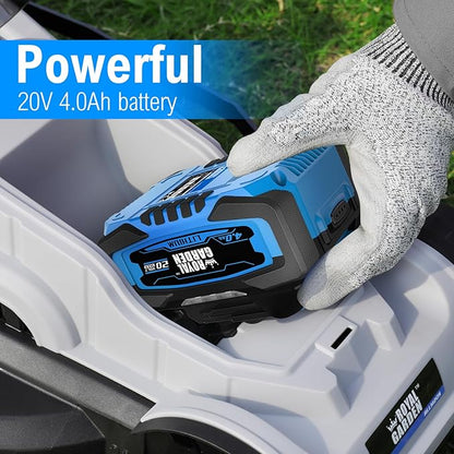ROYAL GARDEN 13 Inch Lawn Mower Cordless Electric Walk Behind Push Mower with 5-Height Adjust Portable & Lightweight Push Battery Powered Lawn Mower (4.0AH Battery & Charger Included)