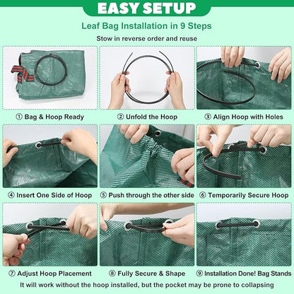 Reusable Yard Waste & Lawn and Leaf Bags with Gloves Pack - 72 & 32 Gallon Heavy Duty Lawn Trash Bags, Multi-Purpose: Garden Debris, Leaf Collection & Tool Storage, Collapsible for Easy Storage