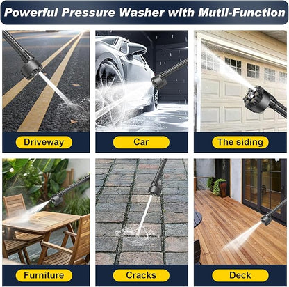 Cordless Pressure Washer,1250 PSI Cordless Power Washer with 2pcs 4.0Ah Battery&Charger & 6-in-1 Nozzle,Portable Power Washer Cordless for Home (Highsam01)
