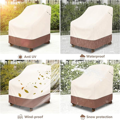okcool Patio Adirondack Chair Cover 2 Pack,Waterproof Heavy Duty Outdoor Chair Covers,Patio Adirondack Chair Cover for Outdoor Chair,(35 W x 37 D x 36 H inches),Beige & Brown