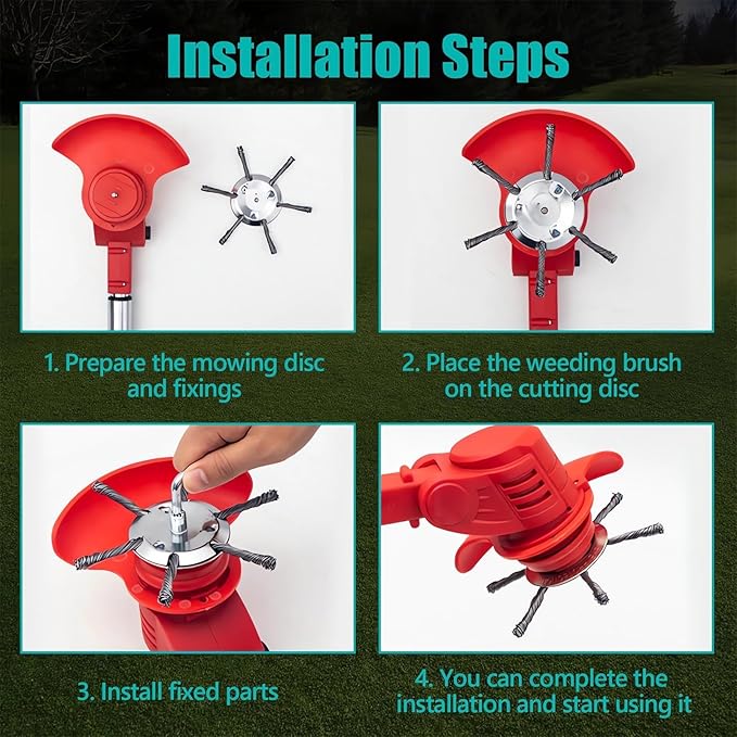 6 Inch Steel Wire Rotary Heavy Duty Weed Brush Cutter Wheel Grass String Trimmer Blades Head Universal Metal Wire Weed Eater Trimming Head Replacement Weed Wacker Weedeater Attachments (3 heads - 8in)