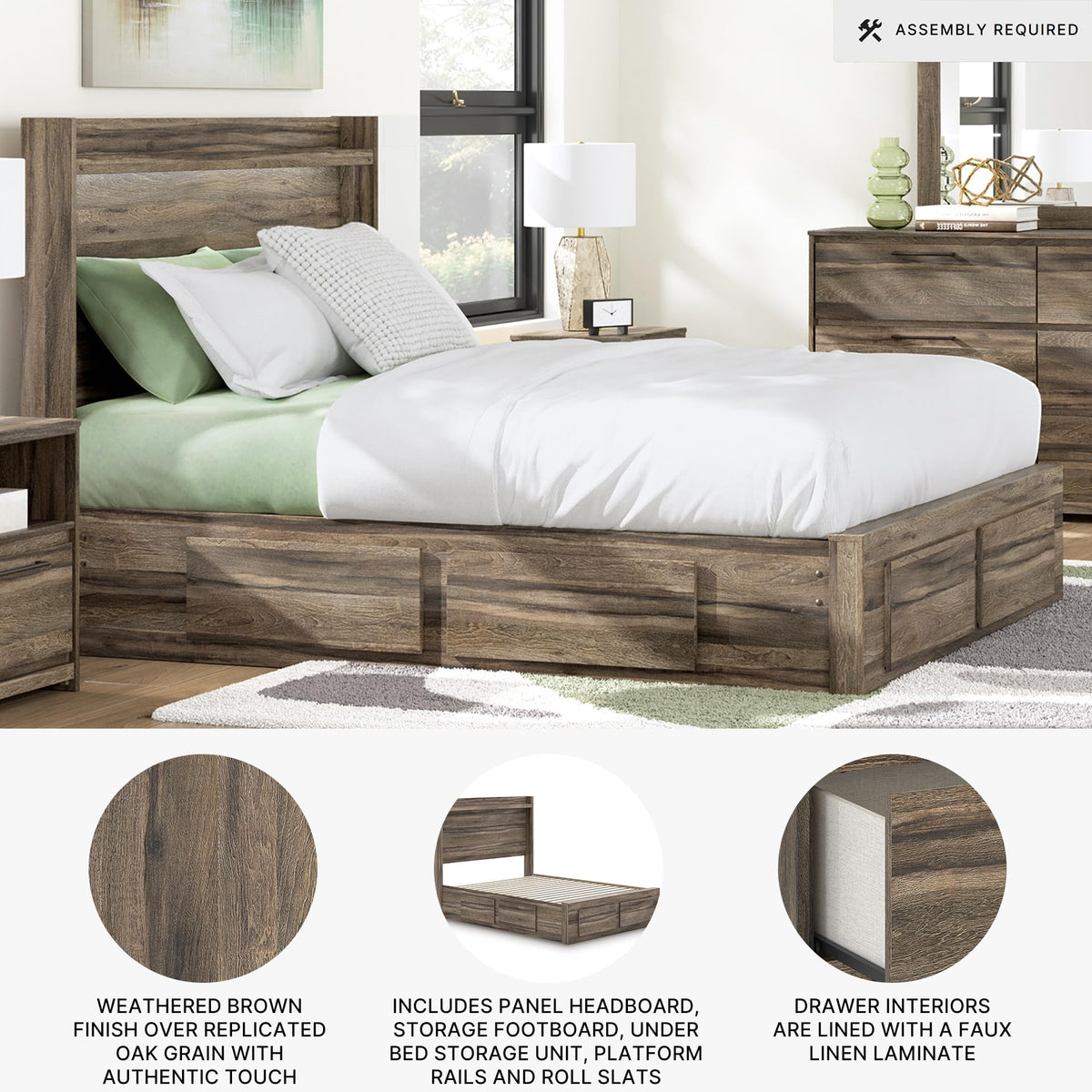 Queen Panel Storage Bed