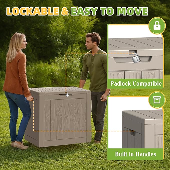 30 Gallon Waterproof Resin Deck Box, UV Resistant Outdoor Storage for Garden, Patio, Porch, Delivery, Grey