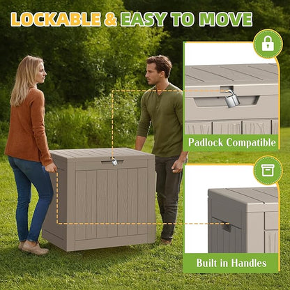 30 Gallon Waterproof Resin Deck Box, UV Resistant Outdoor Storage for Garden, Patio, Porch, Delivery, Grey