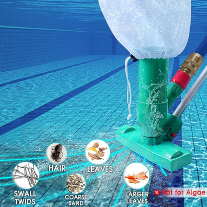 POOLWHALE Upgrades Pool Spa Pond Mini Jet Vac Vacuum Cleaner w/Brush, Bag,6 Sections Telescopic Pole of 56.5" and Handle