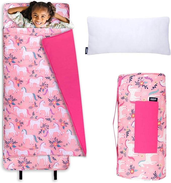 Wildkin Kids Original Nap Mat – Cozy Kids Sleep Mat with Pillow, ideal for School & Travel