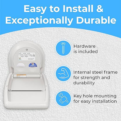 Koala Kare KB301-05 Vertical Surface Mounted Baby Changing Table - Foldable Plastic Diaper Changing Station (White Granite)