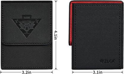 ZLCA Card Deck Box Fits YuGiOh TCG, Card Storage Box with Dividers Holds 100+ Sleeved Cards, Premium Card Deck Case Compatible with CCG Trading Cards (Black&Red,Puzzle)