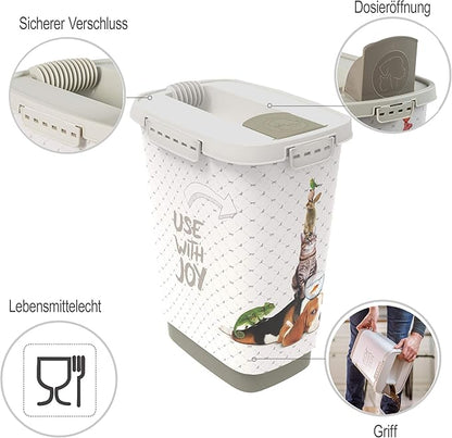 Rotho, Cody, Animal Feed Container 10 l, Plastic (PP) BPA Anthracite/White, 10l (24,3 x 17,9 x 32,2 cm)