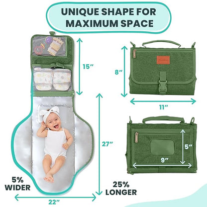 Portable Changing Pad for Baby, Travel Diaper Changing Pad for Newborn, Large Waterproof Baby Changing Mat, Foldable & Detachable Diaper Changing Station with Baby Wipes Pockets, Baby Stuff by Pillani