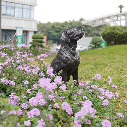 Garden Statue Outdoor Decorations Dog-Figurine – 19inch Black Labrador décor Sculpture Sitting Statue Resin Sculpture for Patio Lawn Yard Porch Garden 12.25L*8.25W*19H