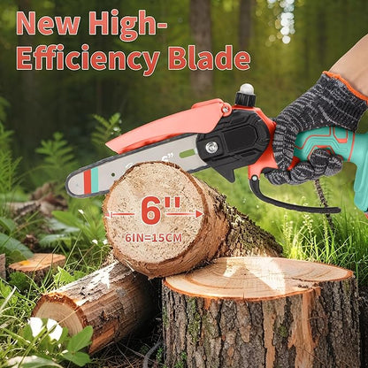 Mini Chainsaw with 2×24V Battery Powered Electric Chain Saw,chain saw are suitable for cutting wood and trimming branches,Mini Chainsaw Cordless With three chains