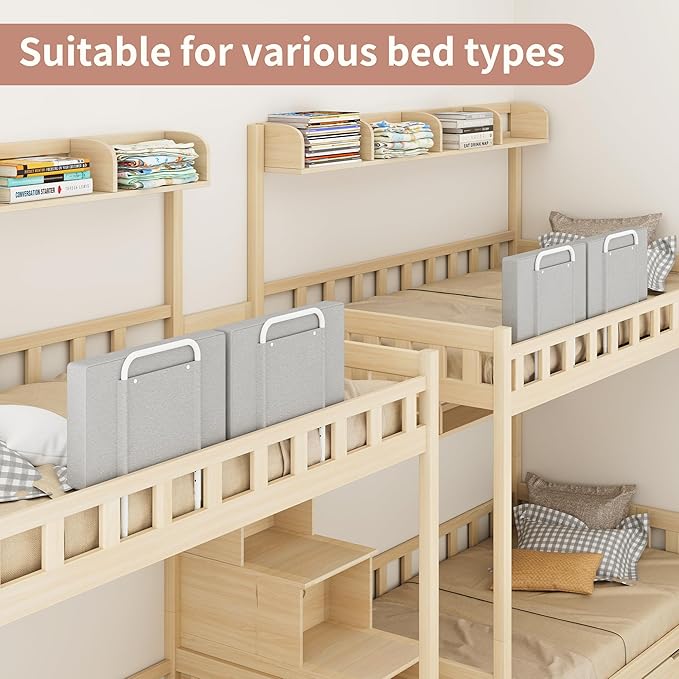 Bed Rail, Bed Rail for Toddlers, Kid, Adult, 78.7" Bed Side Rails for Full, Queen, King, Twin, Bunk, Dorm Beds to Prevent Falls, Bed Rails Can be Flexibly Combined, Easy Installation (Gray, 4 Packs)