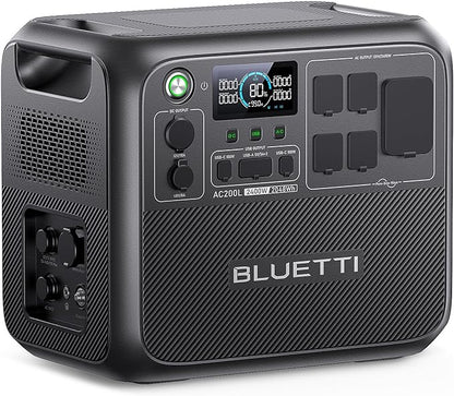 BLUETTI AC200L Portable Power Station, 2048Wh LiFePO4 Battery Backup, Expandable to 8192Wh w/ 4 2400W AC Outlets (3600W Power Lifting), 30A RV Output, Solar Generator for Camping, Home Use, Emergency