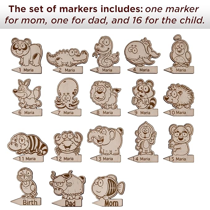 Personalized Wooden Markers Animals for Kids Ruler Growth Chart Safari.