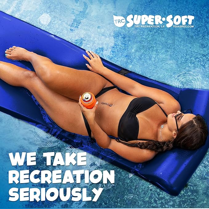 TRC Recreation Sunsation Vinyl Coated Foam Swimming Pool Float Mat Adult Lounger with Built-in Roll Pillow