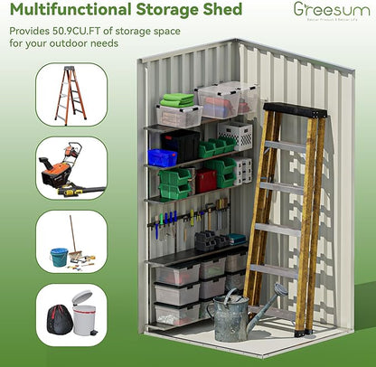 Greesum 3×3FT Outdoor Storage Shed, Metal Patio Storaged Sheds with Lockable Doors, Sheds & Outdoor Storage for Backyard, Pool and Garden, Black