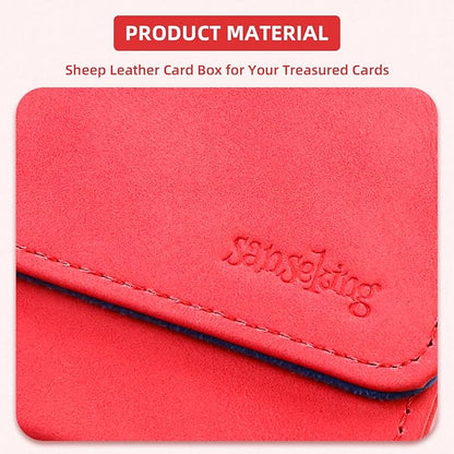 Magic Card Deck Box for MTG Single Deck Card Box fits 100+ TCG Sleeved Cards Soft Leather Card Box Top loading Card Boxes Magic Gift for MTG TCG CCG (Horizontal,Red)