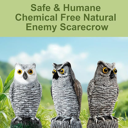 OFFO Bird Scare Devices Plastic Owl Scarecrow for Halloween Decorations Outdoor Garden, Yard, Pool Decoration, 8.3 in Height, Brown and White