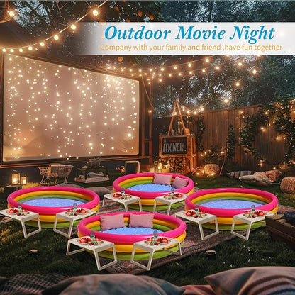 13 Pcs Outdoor Movie Night Inflatable Swimming Pool 51in x 13in Colorful Blow up Pools with Foldable Portable Serving Tray Table and Pump for Birthday Party Activities (60 x 13 Inch)