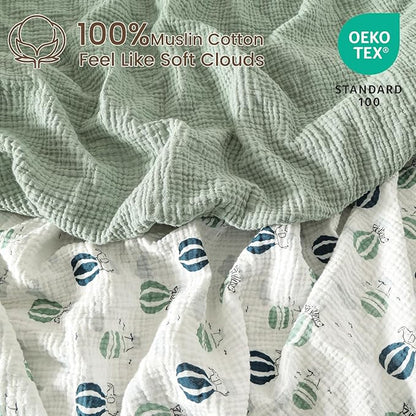 david's kids Muslin Mini Crib Sheets, 2 Pack Cotton Pack N Play Sheets for Boys Girls Neutral, Soft Breathable Baby Sheets Fit Pack N Play, Playard and Mini Crib Mattresses, Animals