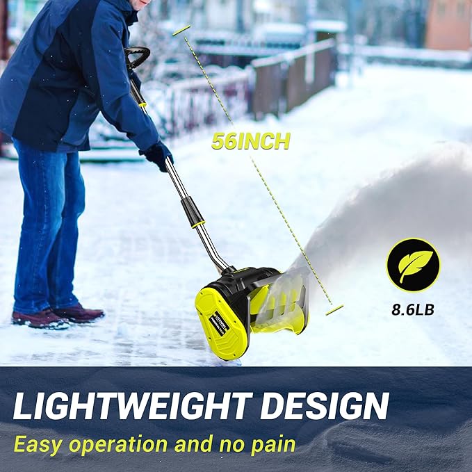 40V Brushless Cordless Snow Shovel, 13-Inch Electric Snow Blower with 2X 4.0Ah Batteries & Charger, Battery-Powered Snow Removal with 16.5FT Throw Distance for Patio, Deck, Driveway,Green