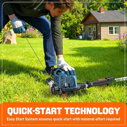 SENIX 4QL 26.5 cc Gas Weed Wacker, GTC4QL-L String Trimmer and Edger Lawn Tool with Curved Shaft, Front D-Handle, Bump Feed, 17 Inch Cutting Width