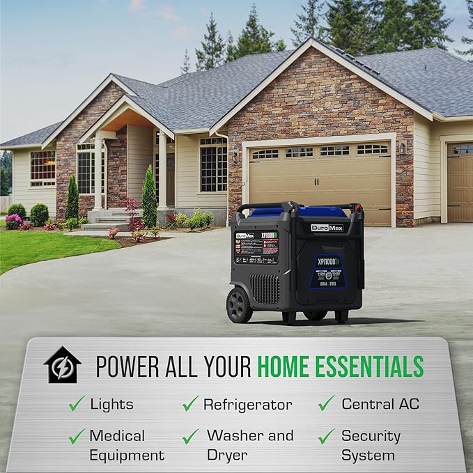 DuroMax XP11000iH 11,000-Watt Dual Fuel Portable Digital Inverter Generator - Gas & Propane, Remote Electric Start, Transfer Switch Ready, RV & Emergency Ready