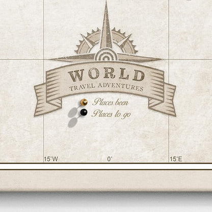 Canvas World Map with Cork Pin Board - English Lettering - Decorative Wall Decoration for All Rooms - Canvas Pictures with World Map Motif (120x80 cm, Pattern 25)