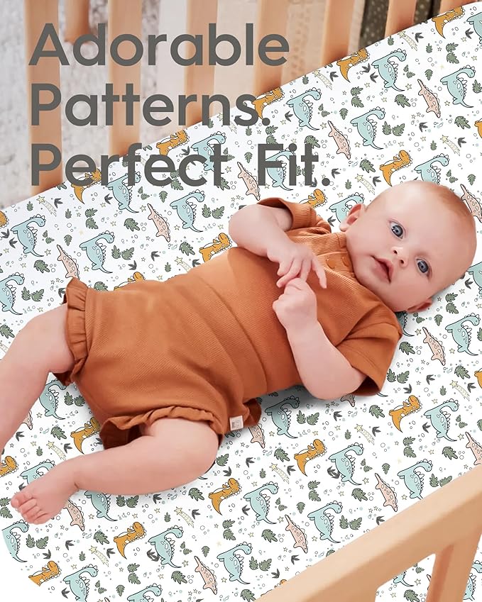 Baby Crib Sheets Boy Girl for Standard Crib Mattress - Ultra Soft Jersey Knit Neutral Crib Mattress Sheet, Safe and Snug, Durable, Stylish Crib Sheet Fitted, 28''x52''x9'' Extra Deep Pocket