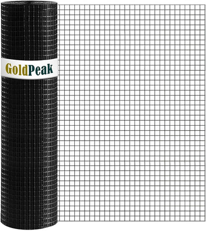 GoldPeak Black Hardware Cloth 1/2 inch 72 inch x 50 Foot 19 Gauge, Vinyl Coated Chicken Wire Mesh Roll Chicken Wire Fencing Garden Fence Tree Guard Rodent Mesh Rat Wire