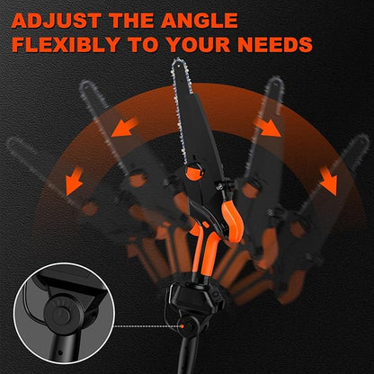 2-IN-1 Cordless Pole Saw & 8" Mini Chainsaw Battery Powered, Electric Pole Saws for Tree Trimming with 2 x 21V Batteries, Handheld Chainsaw & Pole Saw Combination