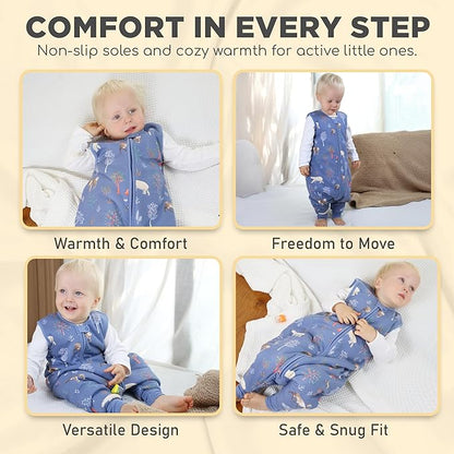 Mama Cheetah Toddler Sleep Sack with Feet 2T, 2.5 TOG Organic Cotton Baby Sleeping Bag with Legs, Baby Wearable Blankets for Walkers w/ 2-Way Zipper, Baby Sleep Sack for Girls Boys, Medium