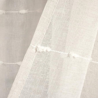 Lush Decor Farmhouse Textured Grommet Sheer Window Curtain Panel (Single Panel), 115"W x 84"L, Beige