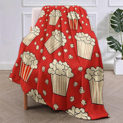 Movie Popcorn Blanket Gifts for Women Girls Adults Kids Soft Warm Lightweight Cozy Cinema Popcorn Theme Throw Blankets for Bed Sofa Couch Living Room Decor 50x40in