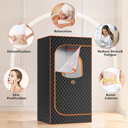 Portable Sauna Box, Personal Steam Sauna for Home with Steamer, Remote Control, Folding Chair and Mat, Portable Steam Sauna Tent, Home Spa for Relaxation