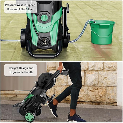 2025New Pressure Power Washer 4500PSI with 4 Quick Connect Nozzles,Inlet Hose & Filter, Foam Cannon for Cars/Fences/Driveways/Patios/Home Cleaning(Navy Blue)
