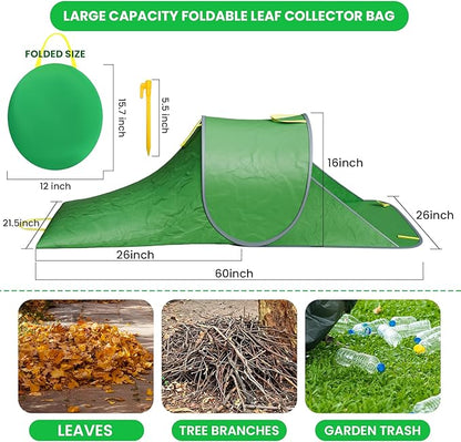 Leaf Collector, Foldable Lawn and Leaf Bags for Leaf Collection, Reusable Leaf Collector Bag for Leaves, Grass and Lawn Trash