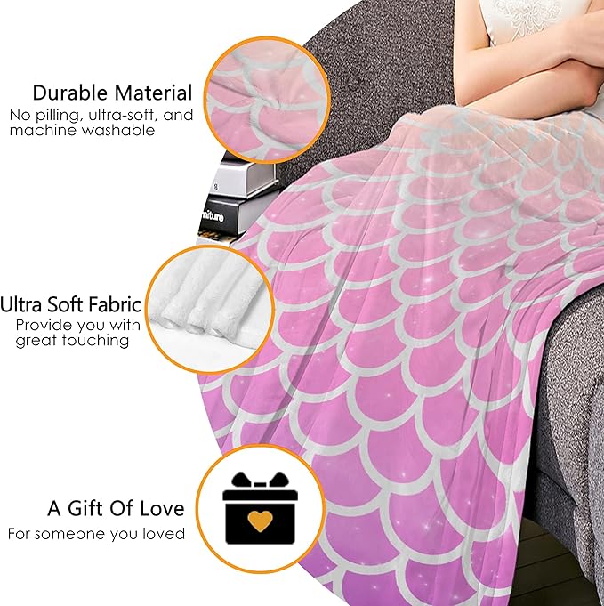 Thuswarm Vivid Shiny Scale Flannel Blanket for Autumn Winter Gifts Warm Cozy Soft Funny Print Throw for Bed Couch Sofa 60”×50” Medium for Teen