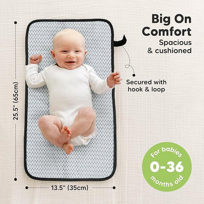 KeaBabies Portable Diaper Changing Pad, Easy Wipe Clean - Foldable Waterproof Baby Changing Mat for Diaper Bag, Compact, Lightweight, 25x13 Newborn, Infant, Baby Changer Travel Essential (Pixel)